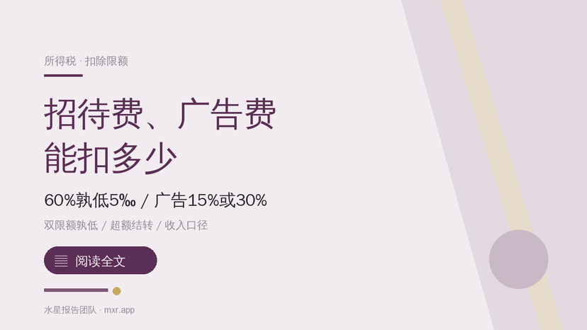 业务招待费、广告费和业务宣传费，企业所得税前到底能扣多少？